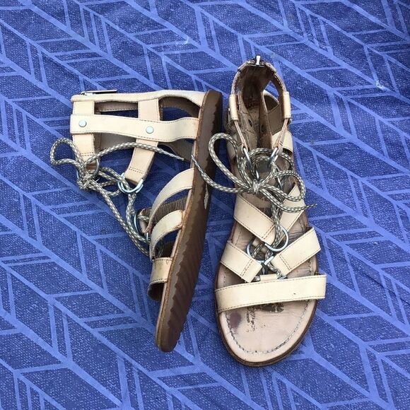 Sorel ELLA Tan Leather Gladiator Flat Sandals - Picture 4 of 13